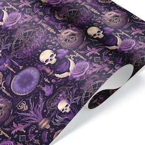 Unique Gothic Gift Wrap, Thick Wrapping Paper, Spiritual, Skull Witch Theme Party Decoration