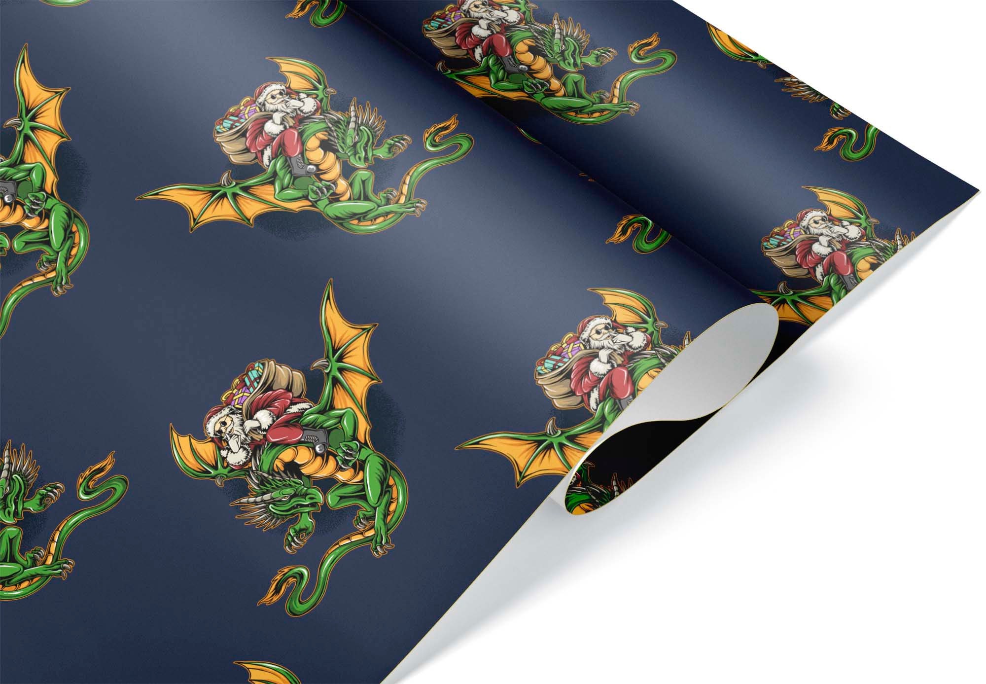 Funny Santa Dragon Gift Wrapping Paper