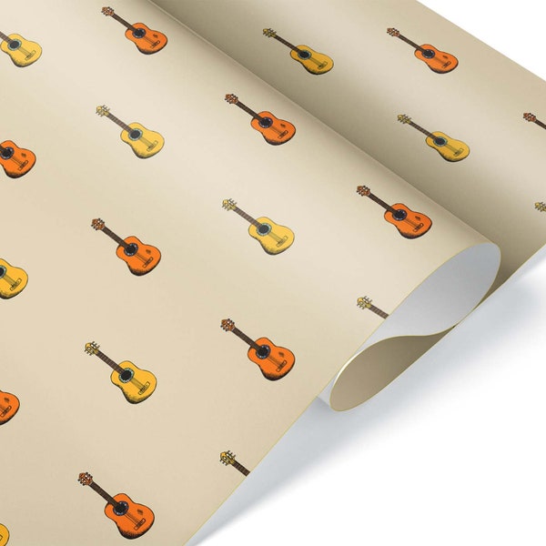 Classic Vintage Guitar Gift Wrap, Thick Wrapping Paper, Acoustic Music Theme Party Instrument Decoration
