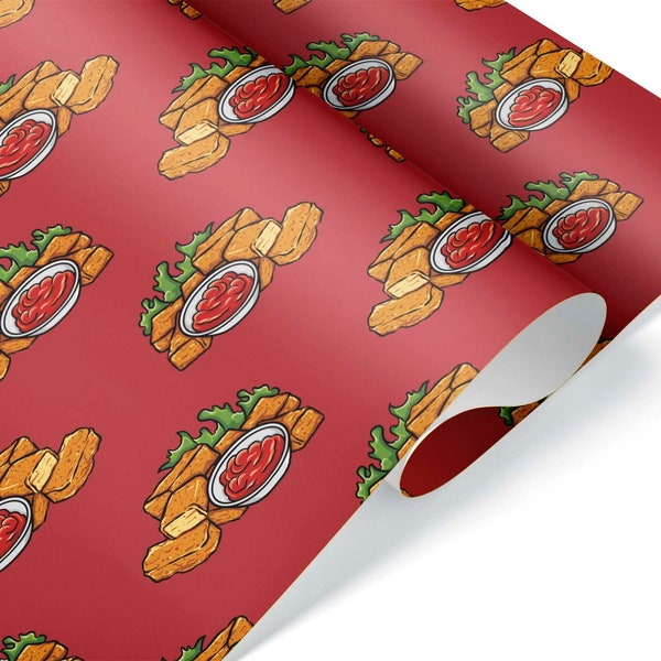 Funny Ketchup and Chicken Nugget Gift Wrap Weird Fast Food Wrapping Paper  Christmas Present Party Decoration Teen Adult White Elephant