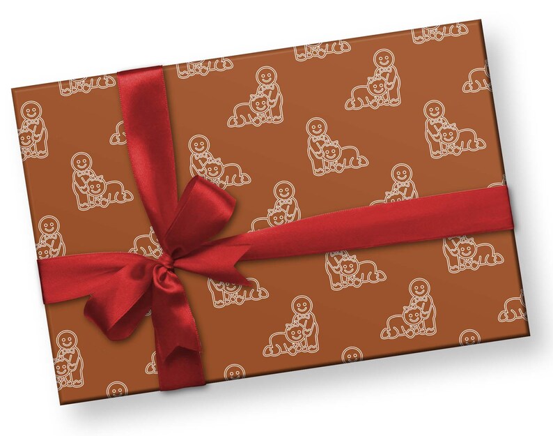 Funny Naughty BJ Gingerbread Man Woman Christmas Wrapping Paper NSFW ...