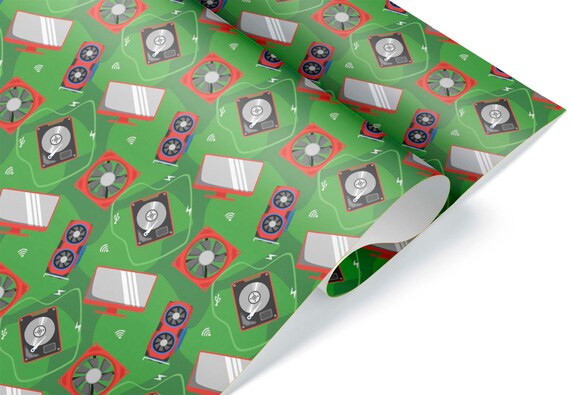 Computer Geek Tech Accessories Gift Wrap Wrapping Paper for Christmas  Present Birthday Party Decorations Roll or Sheet 