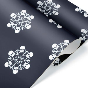 Skull Snowflake Goth Christmas Gift Wrap Gothic Wrapping Paper Roll Sheet Skeleton Bones Dark Aesthetic Winter Solstice Party Decoration