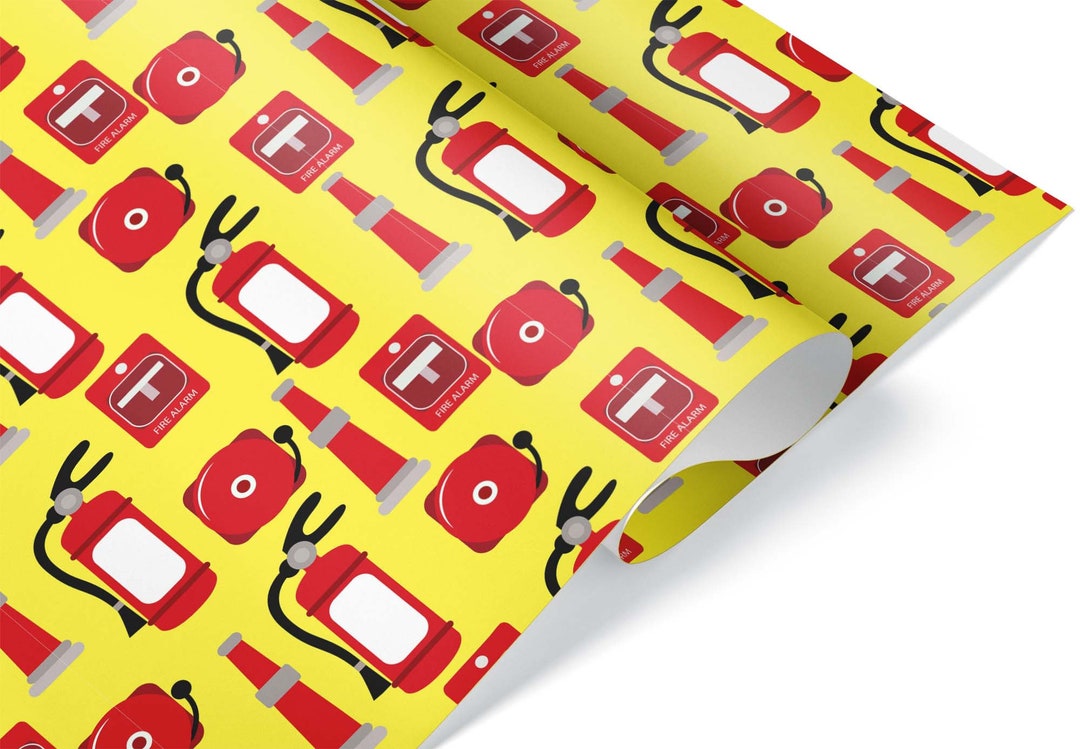 Fun Fire Safety Gift Wrap Thick Wrapping Paper Firefighter Fireman Tool ...