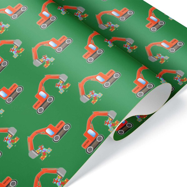 Digger Truck Wrapping Paper Etsy