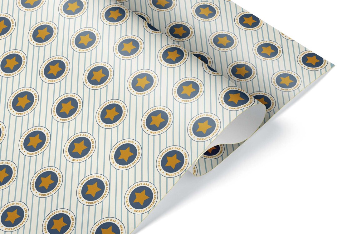 World's Greatest Dad Gift Wrap, Premium Luxury Thick Wrapping Paper