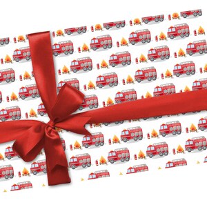 Fun Fire Engine Gift Wrap Thick Wrapping Paper Firefighter Fireman ...