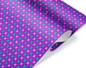Vintage Mid Century Wrapping Paper,  Geometric Pattern Gift Wrap, Colorful Thick Paper