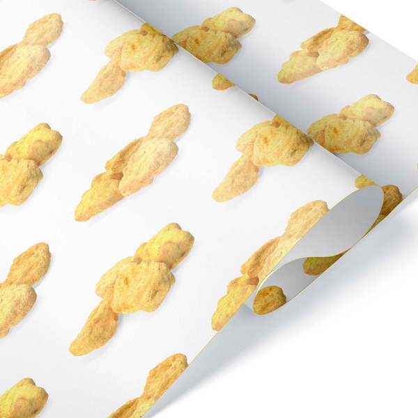 Funny Weird Chicken Nugget Gift Wrap Wrapping Paper Roll Sheet Christmas Prank Present Birthday Party Decoration Teen Adult White Elephant