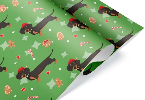 Cute Christmas Dachshund Gift Wrap Wrapping Paper Roll Wiener Dog Gift Present Party Decorations