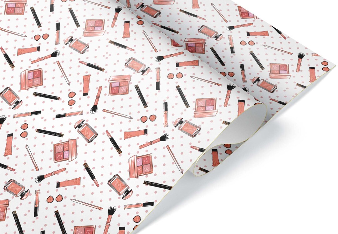 Polka Dot Girl Beauty Wrapping Paper Roll Gift Wrap Makeup Theme ...
