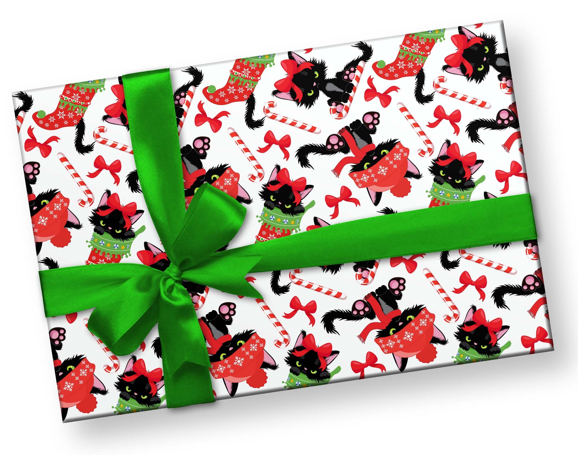  Funny Black Cat Santa Christmas Wrapping Paper Premium Gift  Wrap (20 inch x 30 inch sheet) : Health & Household