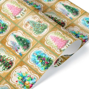 Iopqo Christmas Wrapping Paper Christmas Ornaments 2023 Christmas Rose Leaf Stripe Print Wrapping Paper Retro Gift Wrapping Paper Holiday Party Gift