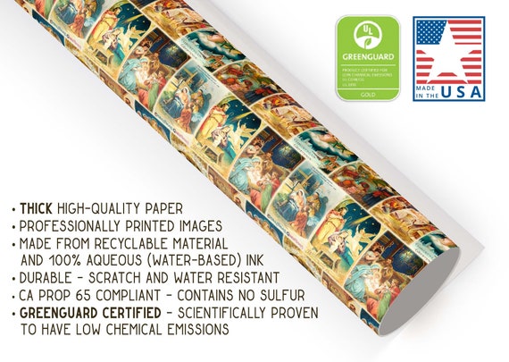 Stunning Religious Christmas Thick Wrapping Paper, Virgin Mary Christ  Birthday Holiday Gift Wrap, Nativity Manger Scene Decor 