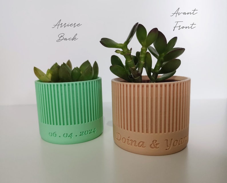 Mini personalized flowerpot for succulents or cacti, gift for wedding or baptism guests, wedding thank you image 2