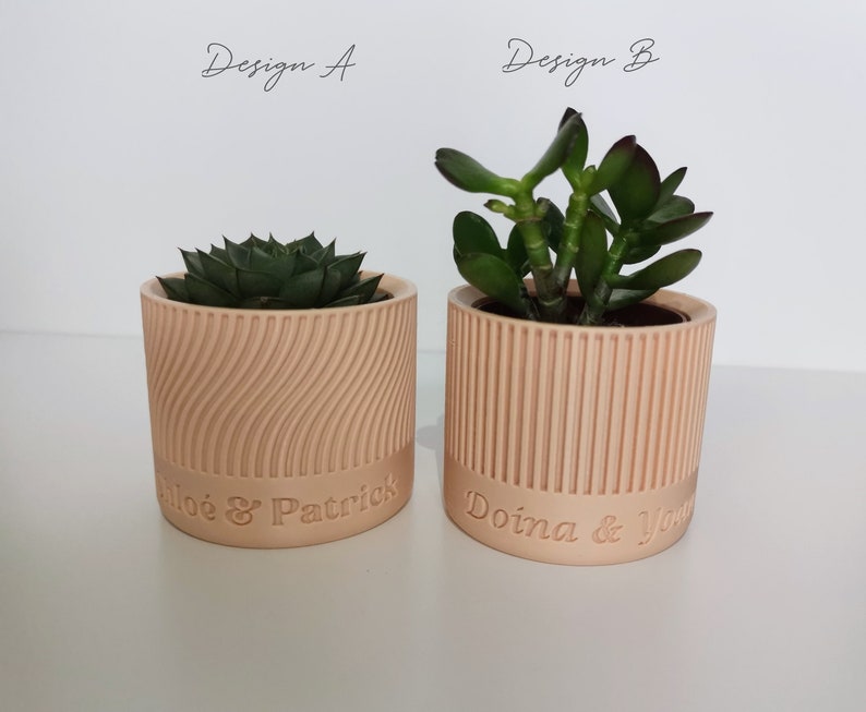 Mini personalized flowerpot for succulents or cacti, gift for wedding or baptism guests, wedding thank you image 3