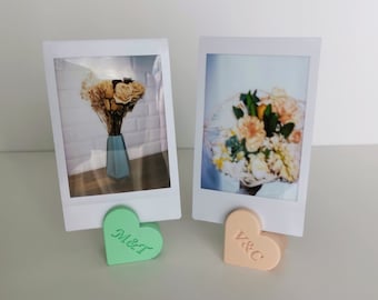 Supports photo personnalisés cœur pour Polaroïd (Fujifilm Instax Mini), Support photo pour mariage, baptême, événements, remerciement