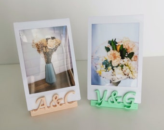 Supports photo personnalisés initiales pour Polaroïd (Fujifilm Instax Mini), Support photo pour mariage, événements, remerciement