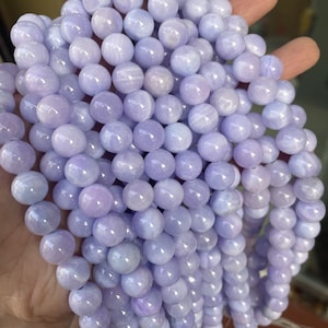 Light Purple Lavender Jade Gemstone Round Loose Beads Stone 6mm 8mm 10mm 12mm Full Strand 15.5&quot;
