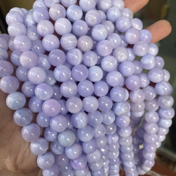 Light Purple Lavender Jade Gemstone Round Loose Beads Stone 6mm 8mm 10mm 12mm Full Strand 15.5"