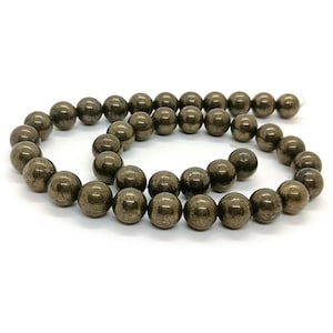 Natural Iron Pyrite Gemstone Round Loose Beads Balls In Many Sizes 4mm 6mm 8mm 10mm 12mm 15.5&quot; Full Strand