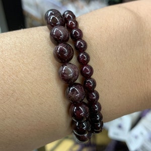 A Natural Red Garnet Bracelet Round Bead for Handcraft Bracelet 4mm 6mm 8mm 10mm 12mm Healing Jewelry Genuine Gemstone Stretch Bracelet