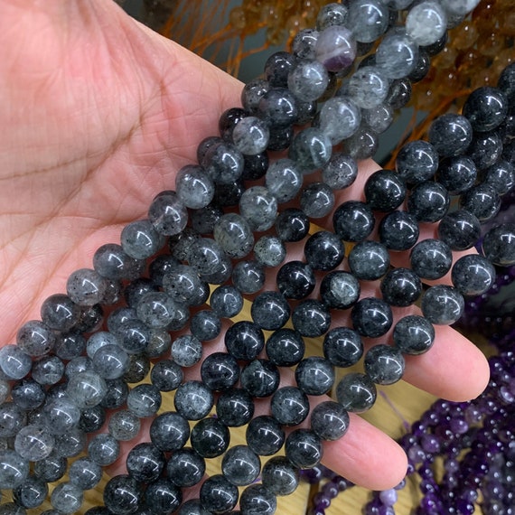 AAA Natural Black Strawberry Crystal Quartz Smooth Round Gemstone Bead 6mm  8mm 10mm Wholesale Supply 15.5 One Strand 