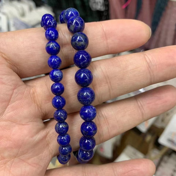 Grade AAA Natural Lapis Lazuli Bracelet, Genuine Gemstone Bead 4/6/8/10/12mm, Round Stone Bracelet For Men & Women Healing Mental Health