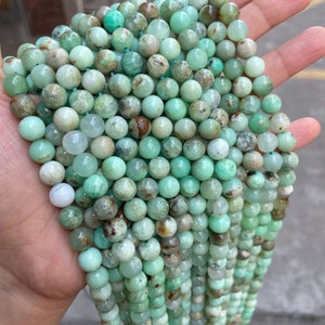 Natural Green Australia Jade Chrysoprase Loose Bead, Real Round Stone Gemstone 4mm 6mm 8mm 10mm, Full Strand 15.5&quot;