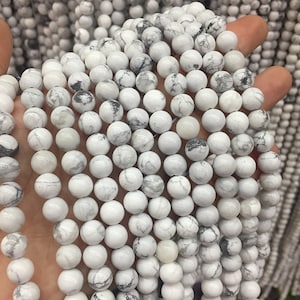 Natural White Turquoise Loose Beads, Gemstone Stone 6mm 8mm 10mm 12mm, Howlite DIY For Beacelet Necklace One Strand 15.5&quot;