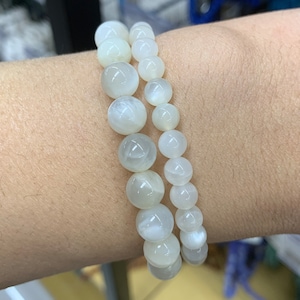 AAA Natuurlijke Witte Maansteen Armband, Echte Edelsteen Kralen 4/6/8/10/12mm, Ronde Halfedelsteen 18-19cm