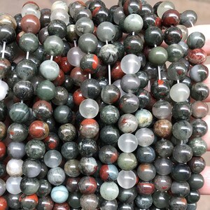 Natural African Blood Stone Bead Gemstone Round Loose Beads 4MM 6MM 8MM 10MM 12MM Full Strand 15.5 inch