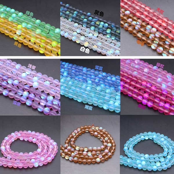 12 couleurs brin de perles de sirène pour bracelet, bijoux de perles Flash artificielles, perles rondes mates bleu, jaune, vert, gris, rose, violet, 6mm 8mm