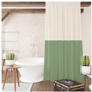 Minimal shower curtain Modern shower curtains Color block bath curtain Minimalist bathroom decor Standard size-15