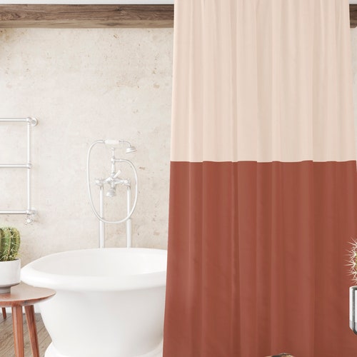 Minimal Shower Curtain Modern Shower Curtains Color Block Bath Etsy