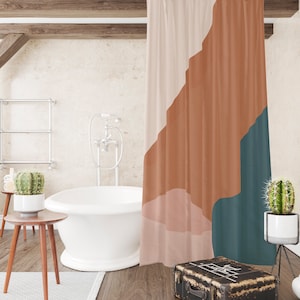Neutral color shower curtain, Abstract art bath curtains, Earth tone print, Modern bathroom decor, Aesthetic style-241