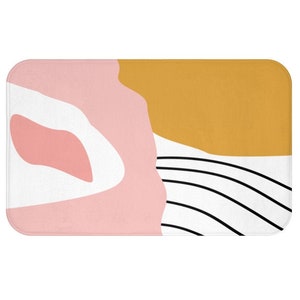 Pink and Yellow Bath Mat Modern Shower Mat Mustard Yellow Shower Rug ...