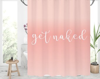 peach colored shower curtain
