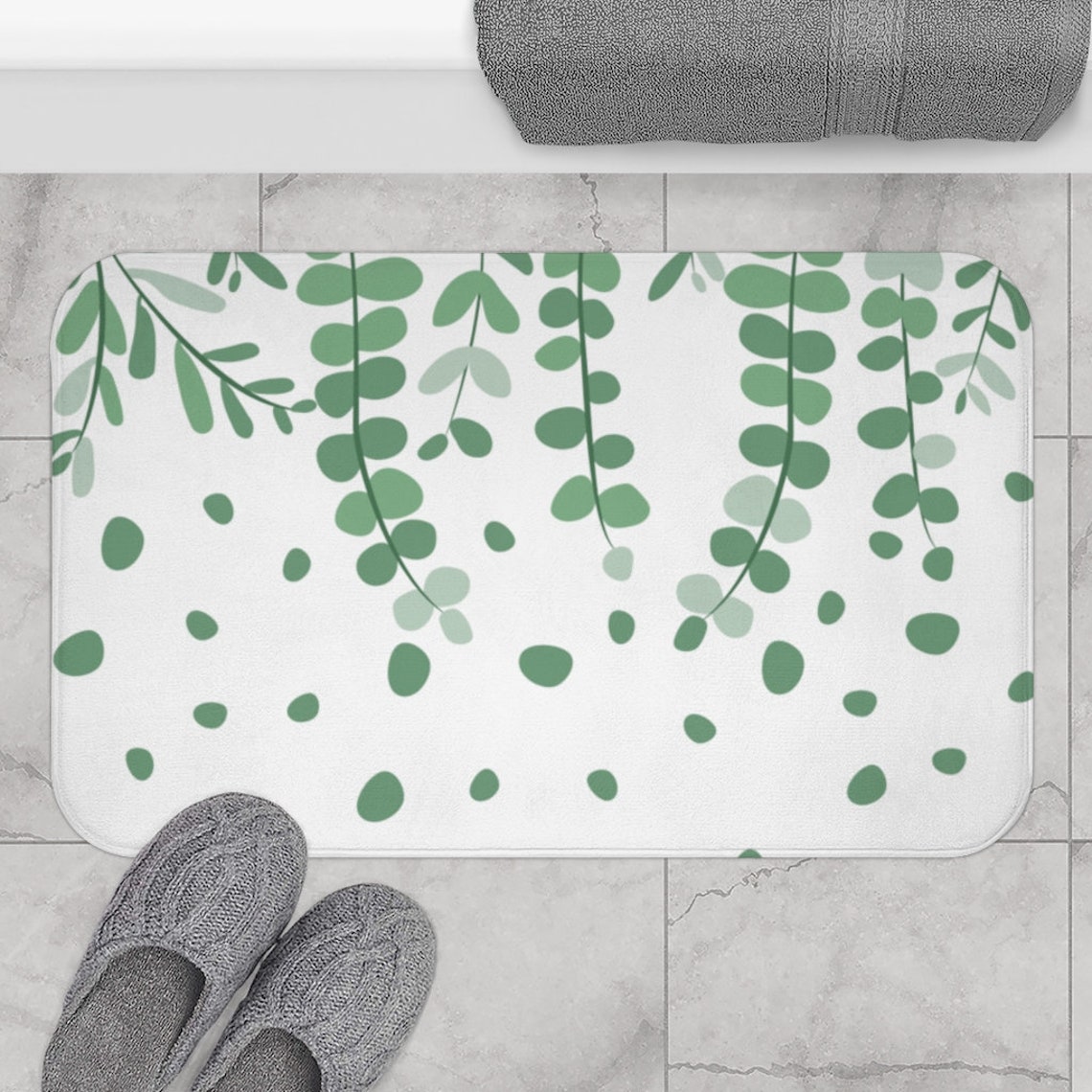 Eucalyptus bath mat Botanical bath mat Farmhouse bath rug Gift Etsy