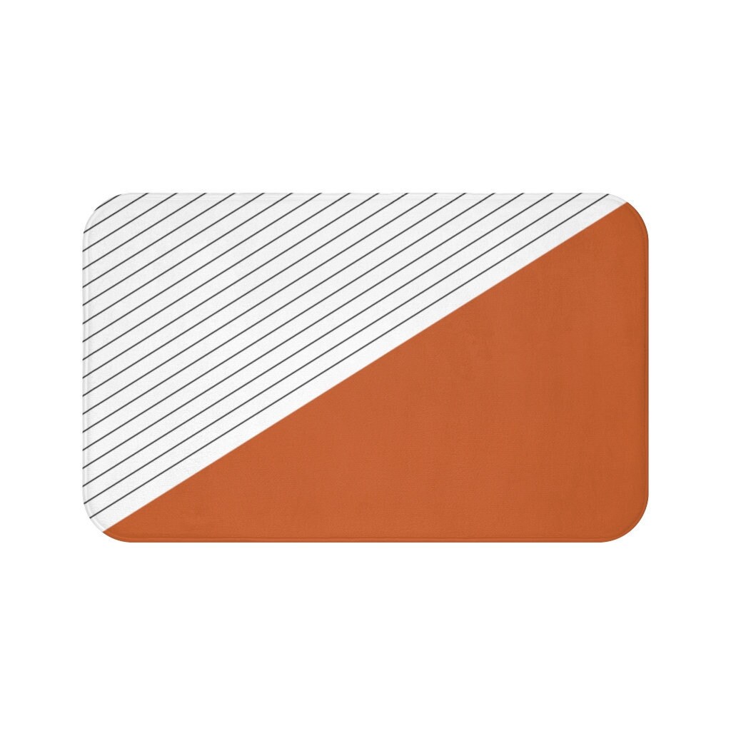 Burnt Orange Bath Mat Gometric Bath Rug Striped and Triangle Etsy