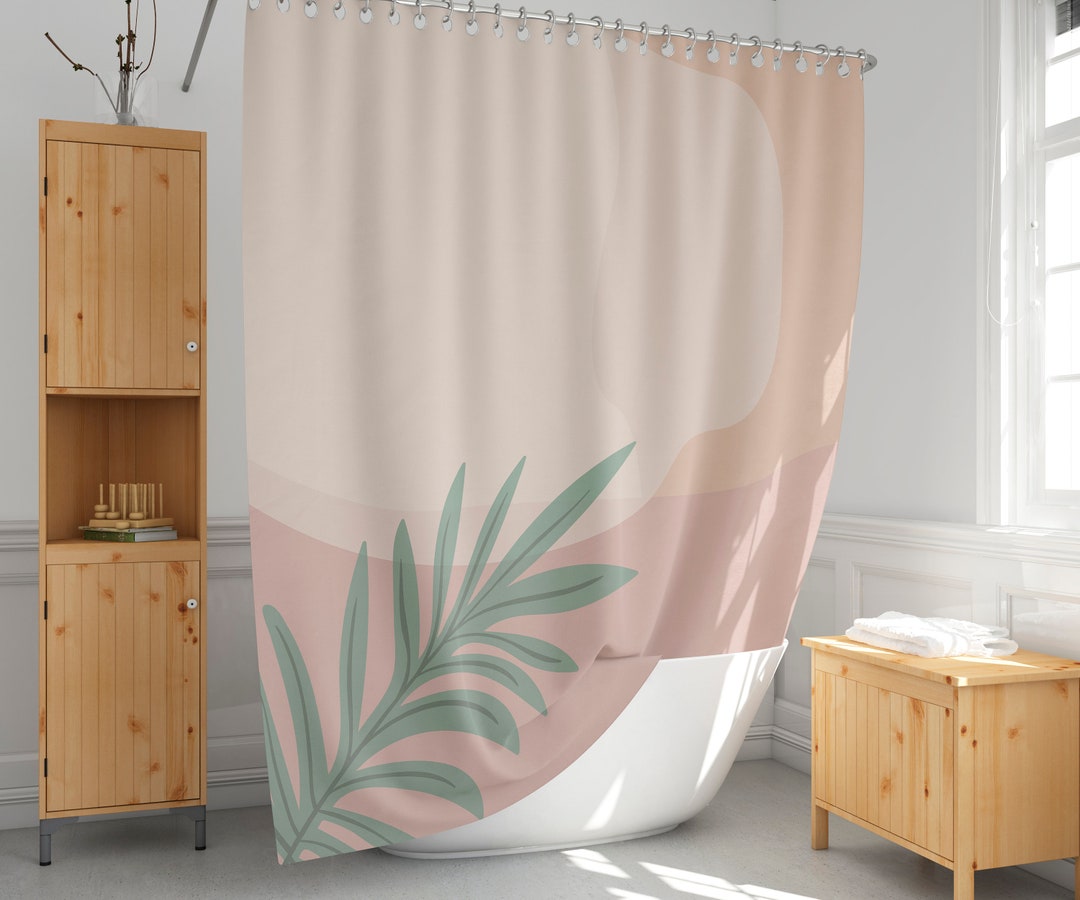 Abstract Shower Curtain Earth Tone Bath Curtain Botanical Etsy