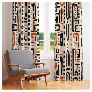 African Mudcloth Curtain Panel: Tribal Blackout Window Drape
