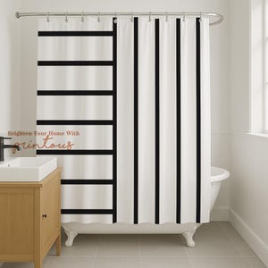 Black and White Striped Shower Curtain: Modern Minimalist Bath Decor-71