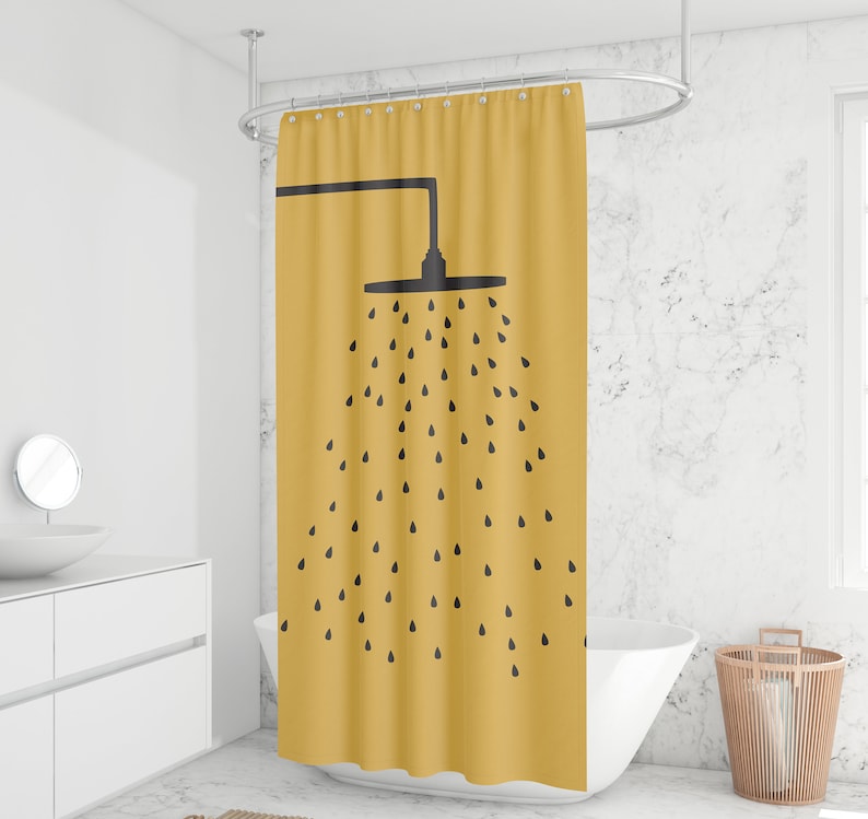 Douchekop douchegordijn Zwarte en gele douchegordijnen Lang Etsy