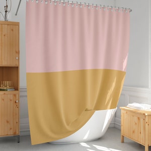 Pink and yellow shower curtain Simple shower curtain Modern bathroom decor Extra long shower curtain Modern style-202