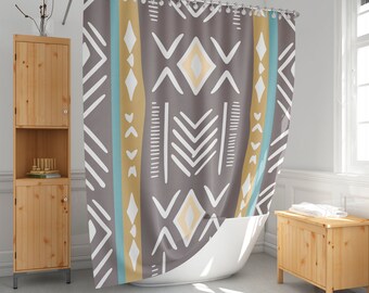 NYMB Duschvorhang Afrikanisches Tribal-Design – 170x178 Cm, Aus Polyester, Wasserabweisend, Inkl. 12 Haken