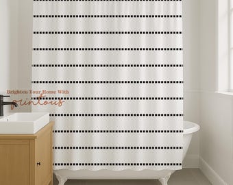 Renaiss Black & White Striped Shower Curtain - 72x72 Inch Waterproof Bathroom Curtain With Hooks, Modern Abstract Wave Design