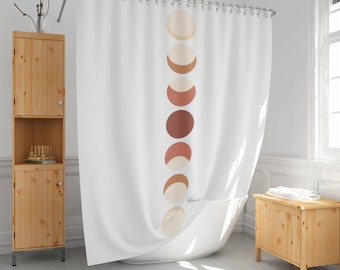 Moon eclipse shower curtain, Boho bath curtain, Simple bathroom decor, Custom/Extra long and standard sizes, Gift idea -135