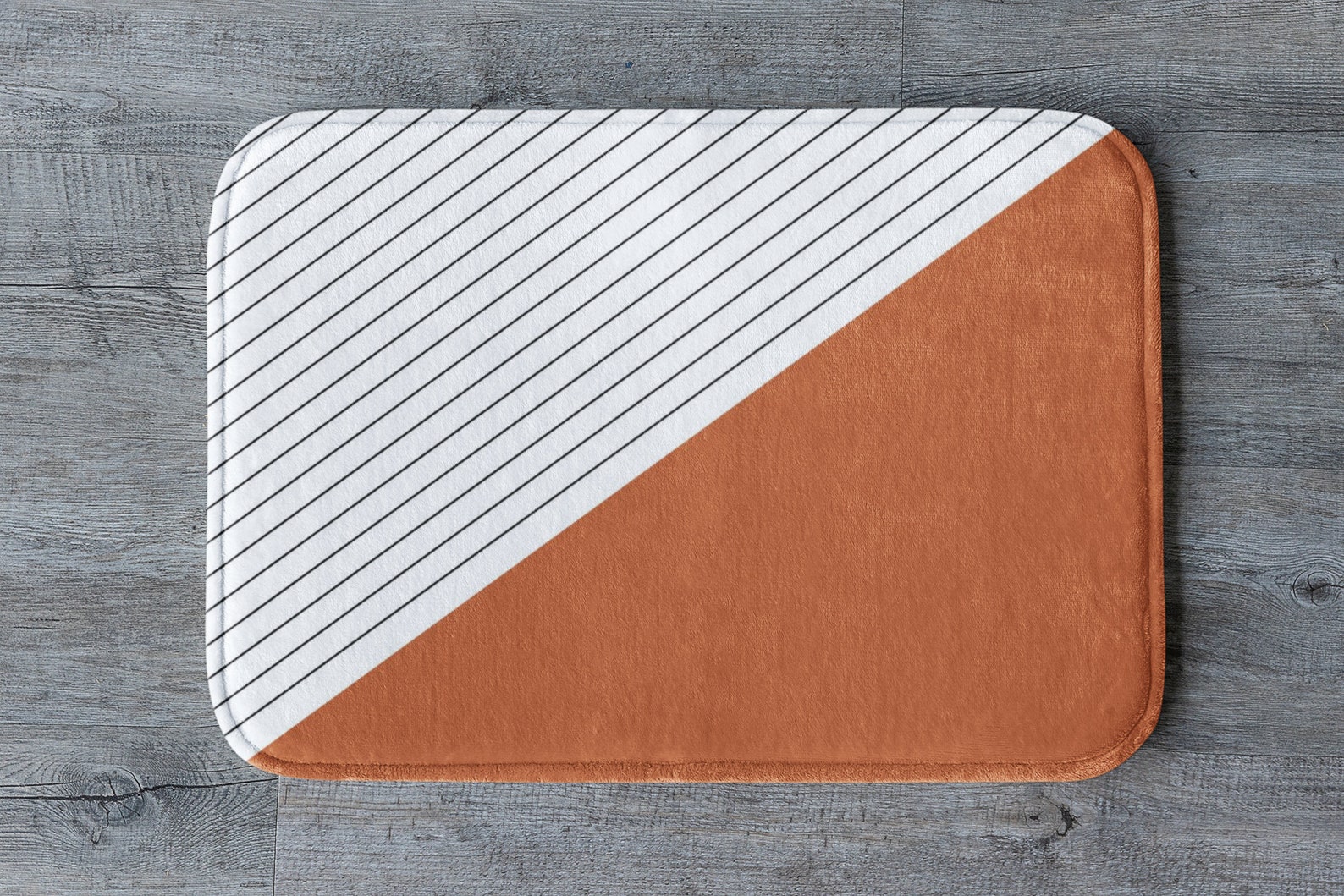 Burnt Orange Bath Mat Gometric Bath Rug Striped and Triangle Etsy