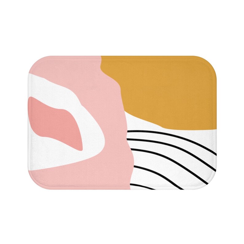 Pink and Yellow Bath Mat Modern Shower Mat Mustard Yellow Etsy